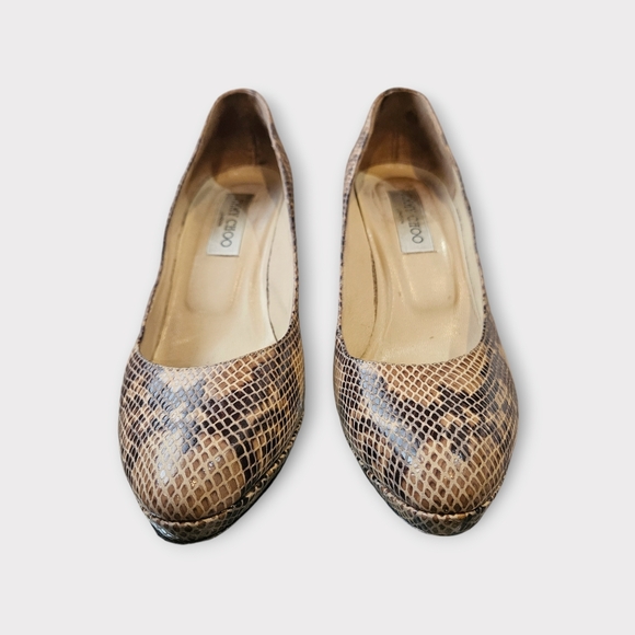 Jimmy Choo Snake / Python Almond Toe Pumps - Picture 3 of 8